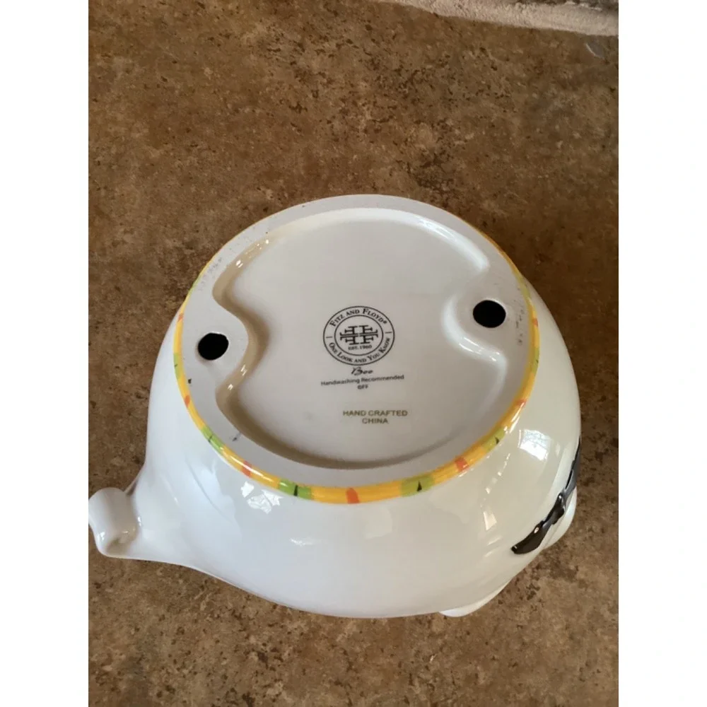 Halloween Boo Ghost Candy Dish Bowl Fitz And Floyd Bat Pumpkin Ceramic Small - Picture 4 of 6